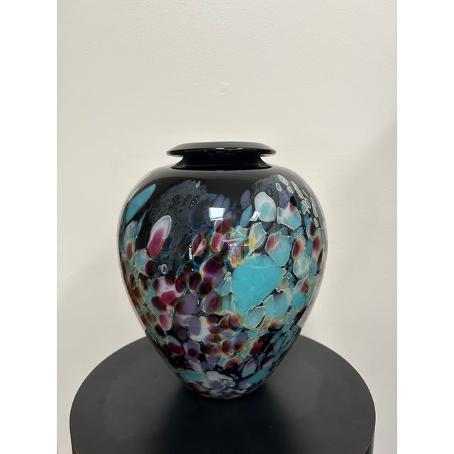 Contemporary Signed Charles Correll Art Glass Cabinet Vase For Sale - Image 4 of 14