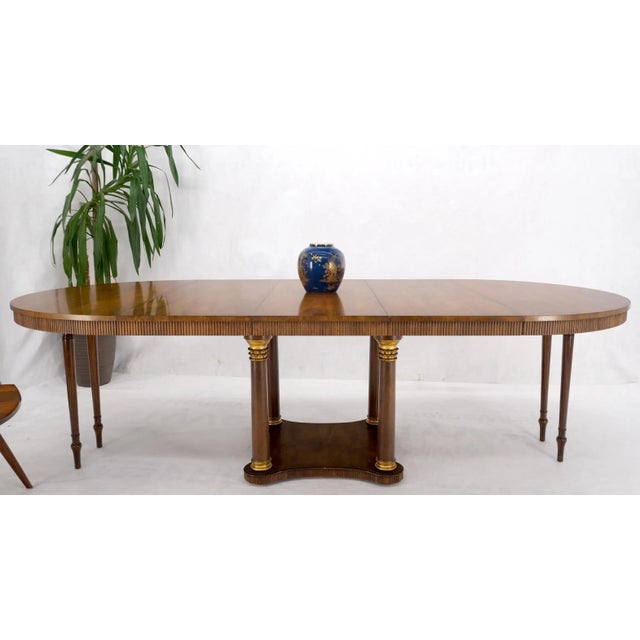 Baker large Round Single Pedestal Base Three Extension Boards Dining Table For Sale - Image 12 of 13