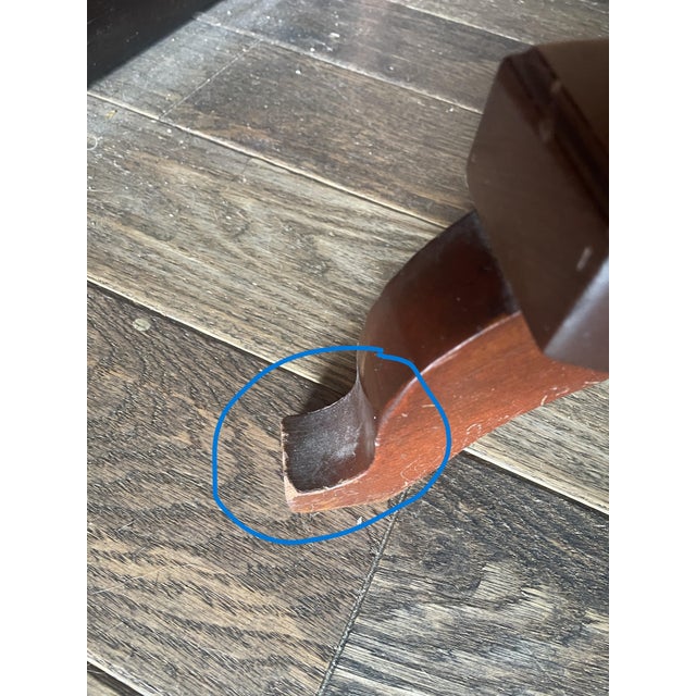 1950s Marble Top Mahogany Lyre Shaped Side Table With Drawer For Sale - Image 12 of 12