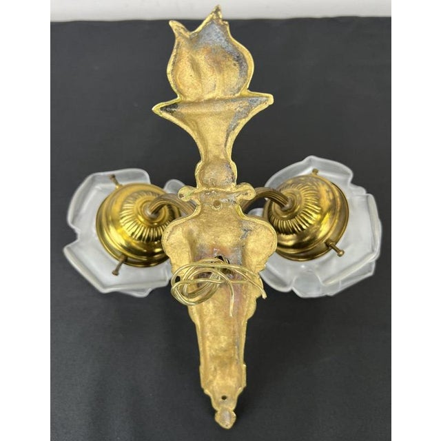 Vintage French Ornate Glass Double Arm Wall Sconces, Set of 2 For Sale - Image 9 of 11
