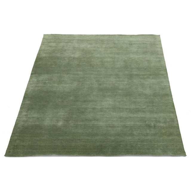 Modern Apadana's Modern Gabbeh Hand-Loom Wool Area Rug in Green 12x15 For Sale - Image 3 of 11