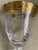 Sets of 3:Vintage gold-encrusted etched crystal stemware, three-piece place setting: water goblet, wine goblet, and...