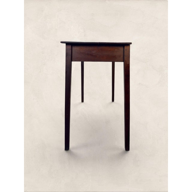 Antique English Oak Two Drawer Side Table on Tapered Legs For Sale - Image 4 of 8