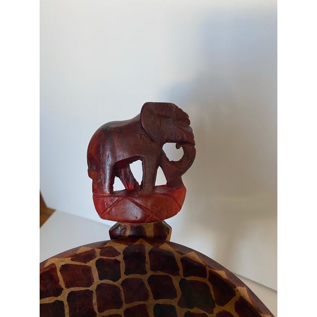 1990s Vintage African Tribal Unity Sculpture Bowl Holder Handcarved Wooden Stand For Sale - Image 5 of 12