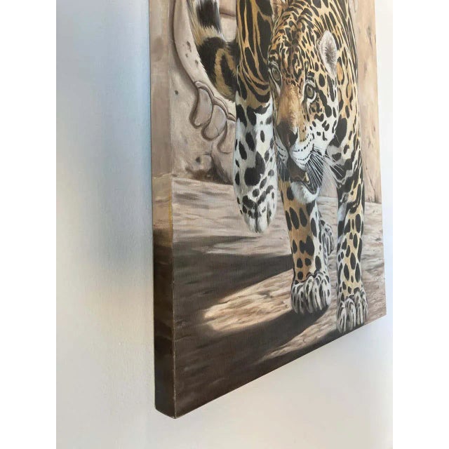 Kindrie Grove Monumental Mayan Jaguar Oil on Canvas Painting, 2002 For Sale In Palm Springs - Image 6 of 15