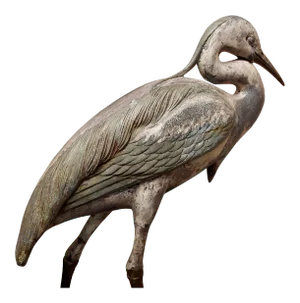 Blue Heron Bird -1930s Japanese Cold Painted Metal Sculpture
