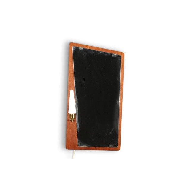 Mid-Century Modern 1960s Atomic Danish Wall Mirror With Built in Light For Sale - Image 3 of 4
