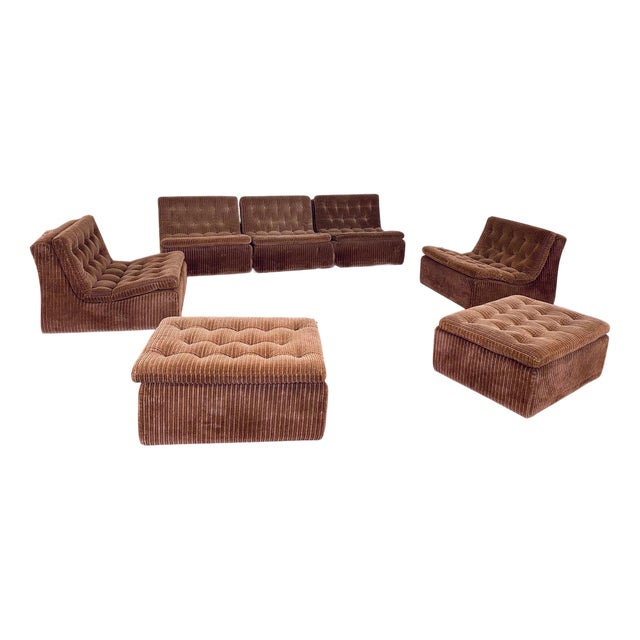 Modular Sectional Sofa in Velvet from Dux, 1970s, Set of 7 For Sale