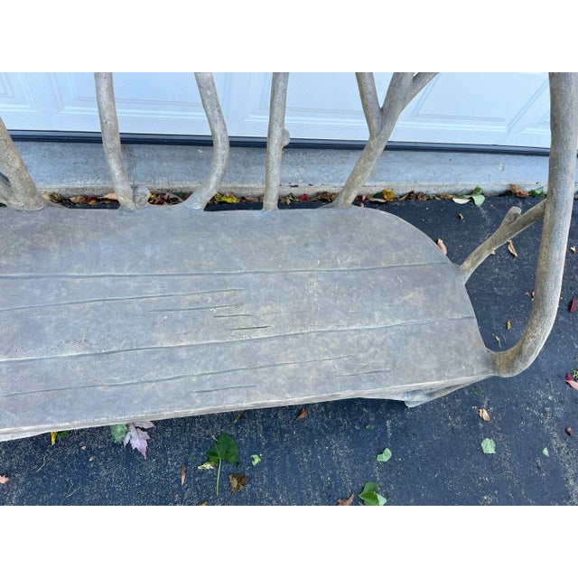 Dove Gray Vintage Artemis Faux-Bois Bench For Sale - Image 8 of 12