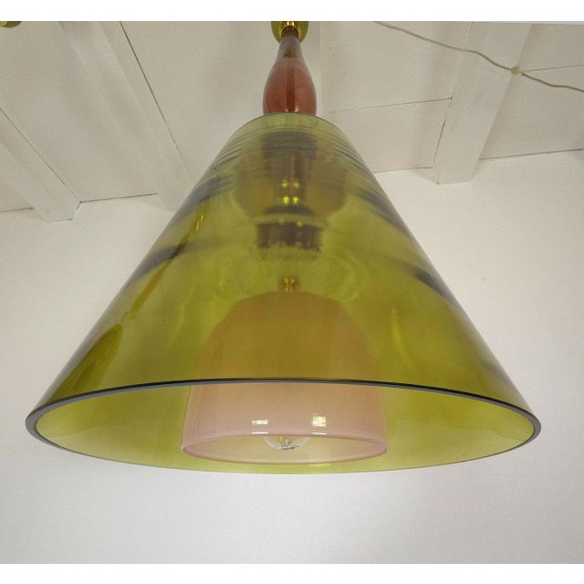 Pair of Olive Green Murano Pendant Lights, Italy For Sale - Image 12 of 13