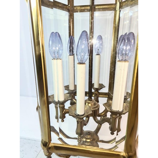 Metal Very Large Old Regency Brass Lantern Early 1900 English For Sale - Image 7 of 14