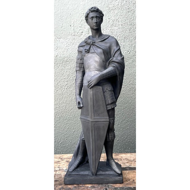 Vintage Danish Saint George Terracotta Sculpture For Sale - Image 9 of 12