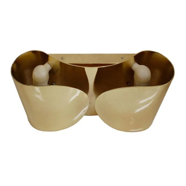 1960s Mid-Century Foglio Italian Brass Sconce by Tobia Scarpa, Set of 2 For Sale - Image 5 of 14