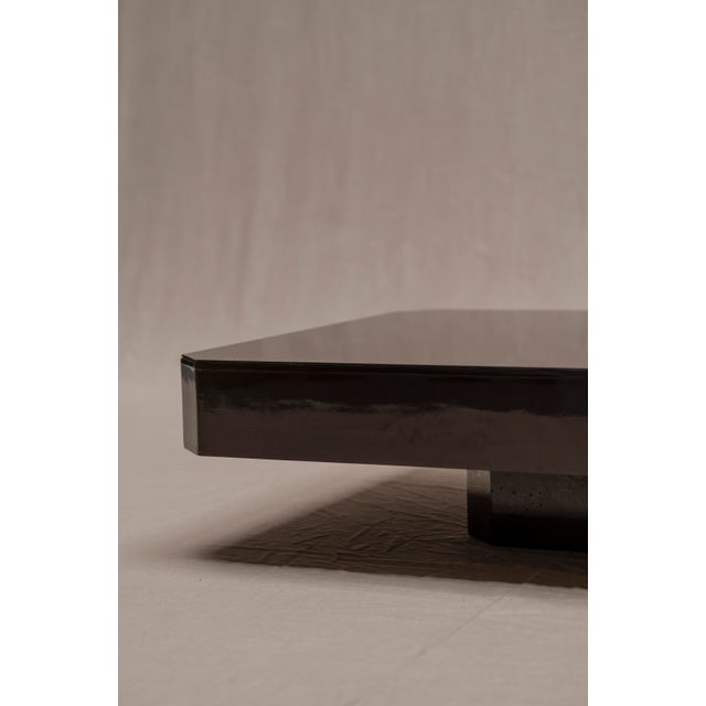 Glass Space Age Coffee Table in Dark Brown Lacquer, 1970s For Sale - Image 7 of 9