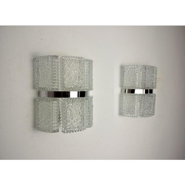 1960s Sconces from Frosted Glass attributed to Kaiser Leuchten, Germany, 1960s, Set of 2 For Sale - Image 5 of 11