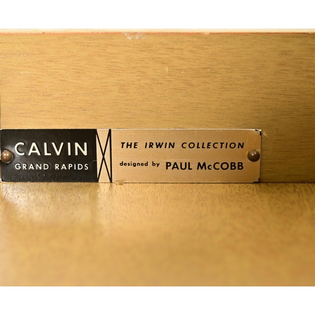 Paul McCobb Irwin Collection Mahogany, Brass, and Cane Leather Top Side Table or Nightstand, 1950s For Sale - Image 9 of 16