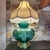 Rare 1940s Emerald Green GWTW Lamp Hand Painted Enamel Dual Light Pristine For Sale - Image 12 of 18