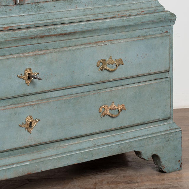 Late 18th Century Large Swedish Blue Painted Wedding Cabinet For Sale - Image 11 of 13