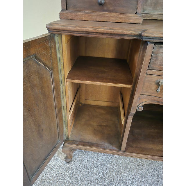 Late 19th-Century Victorian Hand-Carved Oak Buffet With a Beveled Mirror For Sale - Image 14 of 15