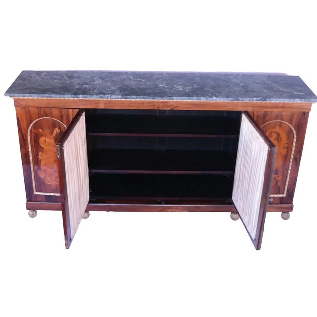 English 19th Century English Regency Rosewood Credenza Sideboard With Marble Top For Sale - Image 3 of 5