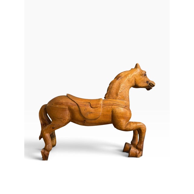 Antique Carved American Folk Art Wood Horse Sculpture For Sale In Los Angeles - Image 6 of 7