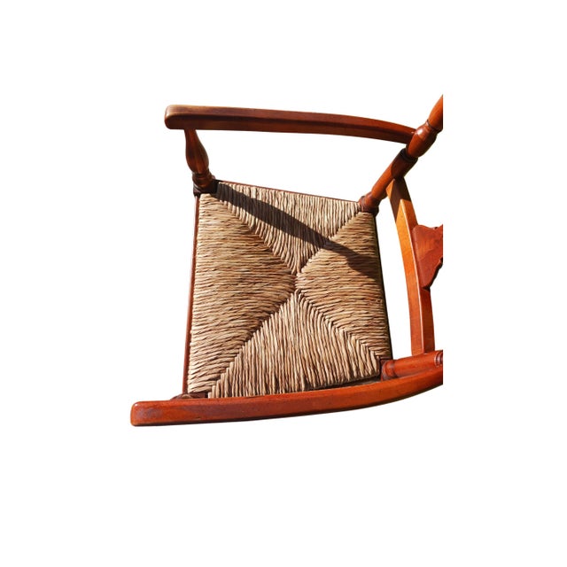 Early 20th Century Early 20th Century Vintage Fiddle Back Rush Seat Armchair For Sale - Image 5 of 7