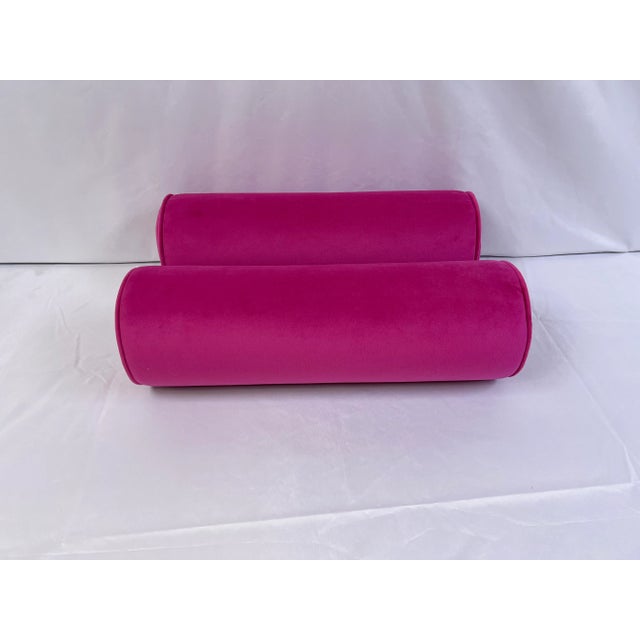 Early 21st Century Pink Velvet Bolster Pillows a Pair Chairish