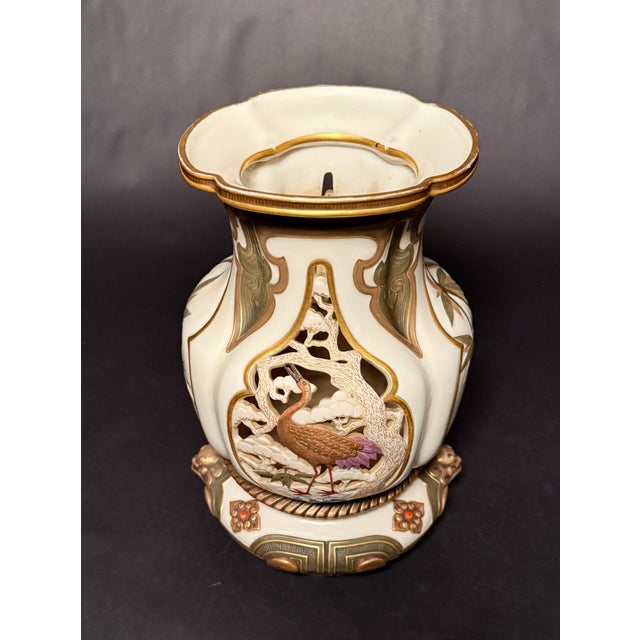 Late 19th Century Rare Royal Worcester Aesthetic Movement Reticulated Figural Vase For Sale - Image 11 of 12