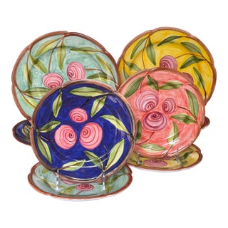 LastCHANCE!8 Pieces Made in Portugal Hand Painted and Glazed Plates For Sale
