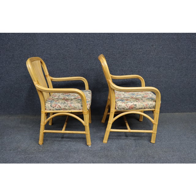 MCM Style Fan Back Bamboo & Rattan Armchairs – Set of 4 For Sale - Image 17 of 18