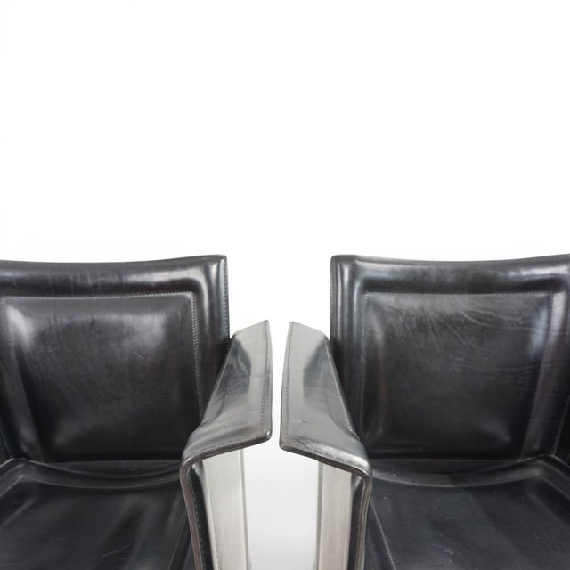 Solaria Chairs in Black Leather by Tito Agnoli for Arrben, 1970s, Set of 2 For Sale - Image 11 of 18
