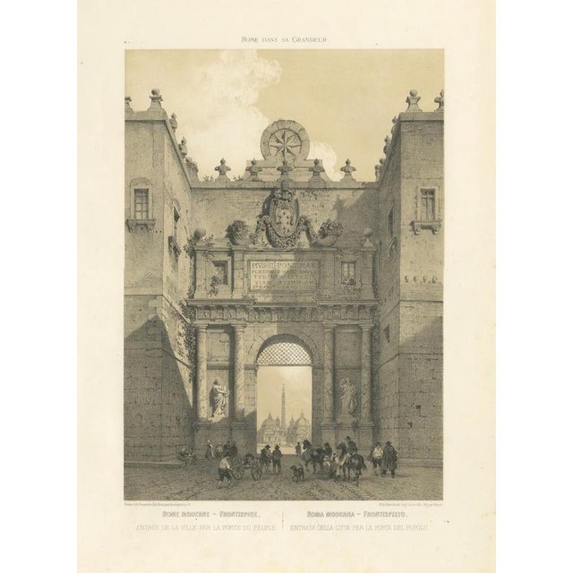 Porta del Popolo, Rome – Grand City Gate with Figures, 1867 This lithograph shows the monumental Porta del Popolo, Rome’s...