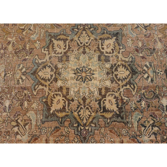 Copper Antique Persian Bidjar Rug With Intricate Floral Medallion 8'9" X 11'5" For Sale - Image 8 of 12