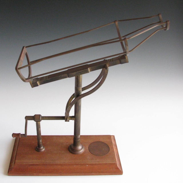 Antique Bronze Wine Bottle Cradle Mechanical Pourer With Wooden Base