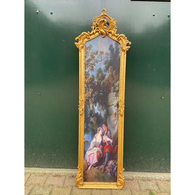 Gold 1970s French Louis XVI Gold Beech Fabric Frames 2pc For Sale - Image 8 of 18