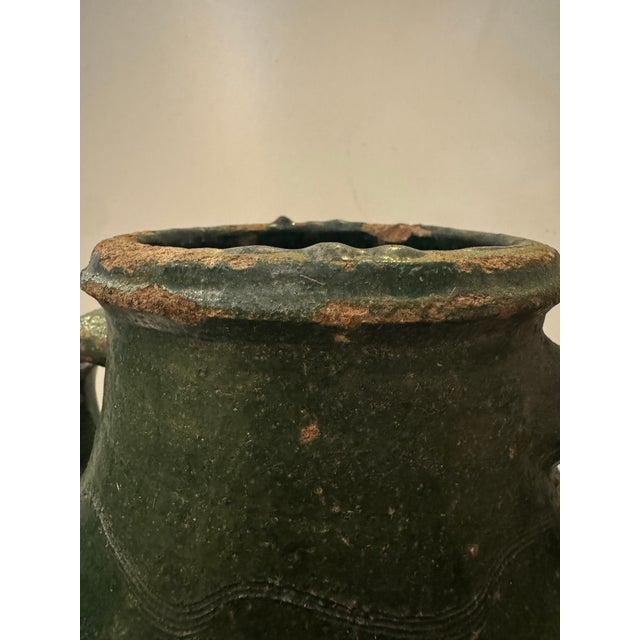 Ceramic Vintage Green Vessel For Sale - Image 7 of 10