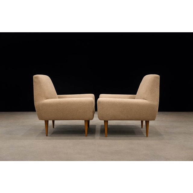 Tan Pair of Brazilian Modern Caviúna Wood Lounge Chairs, Brazil, 1950s For Sale - Image 8 of 12