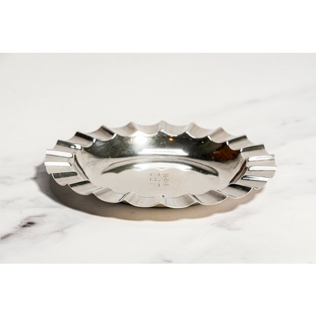 Neat Vintage Mid Century Modern MCM Sterling Silver Ashtray Modernist Fluted Jewelry Dish Desk Catchall Home Decor For Sale In New York - Image 6 of 8