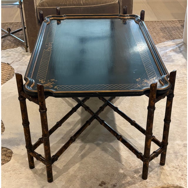 Vintage Palm Beach Style / Chinoiserie Style Faux Bamboo Faux Tortoise Tray Top Coffee Table by Baker Furniture For Sale - Image 14 of 18