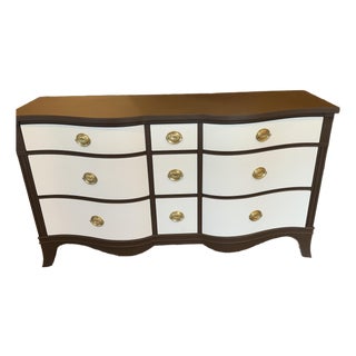 Drexel Nine Drawers, Serpentine, Mid-Century Dresser For Sale