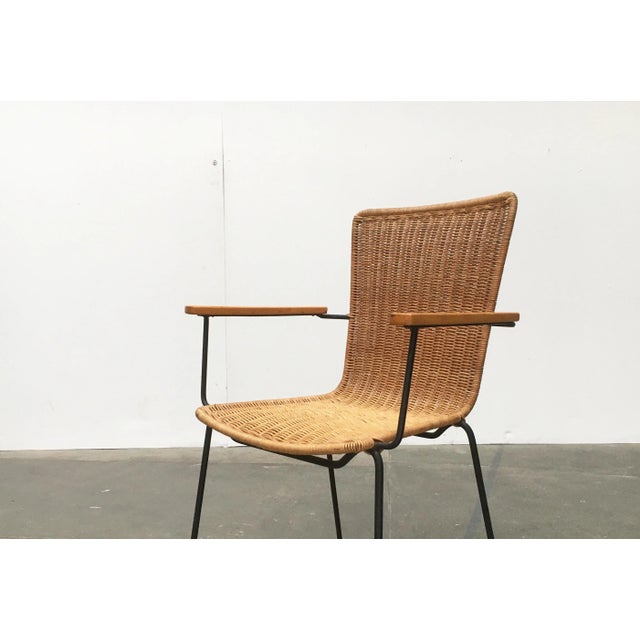 Mid-Century Modern Mid-Century Modern Metal & Rattan Dining Chairs, Set of 3 For Sale - Image 3 of 18