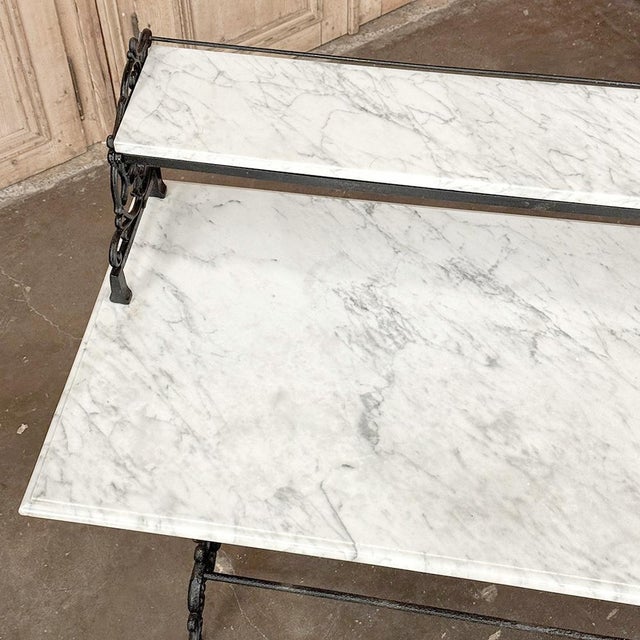 19th Century French Cast Iron Patisserie Display Table With Carrara Marble Tops For Sale - Image 17 of 18