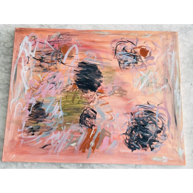 Abstract modern mixed media on canvas painting Sunny Isles Abstracts signed verso Mariana Shulga .