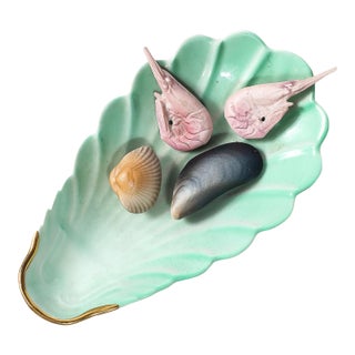 Aesthetic Movement Shrimp & Shell Hand-Painted Ceramic Dish Signed Limoges For Sale