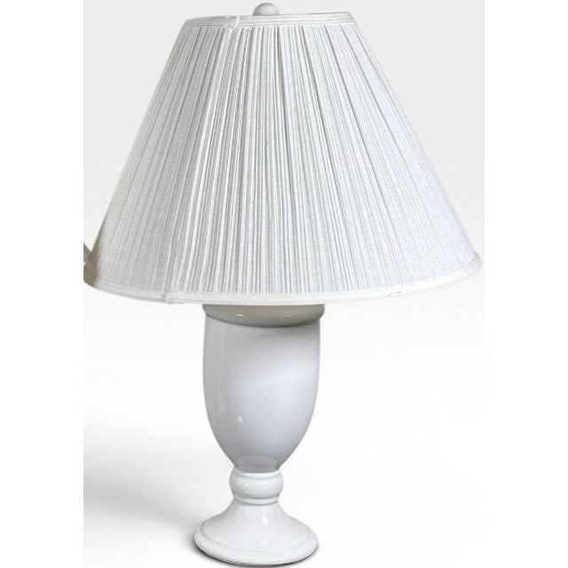 Vintage Neoclassical White Glazed Ceramic Urn Lamps - A Pair Elevate your interior styling with a clean layer of classical...