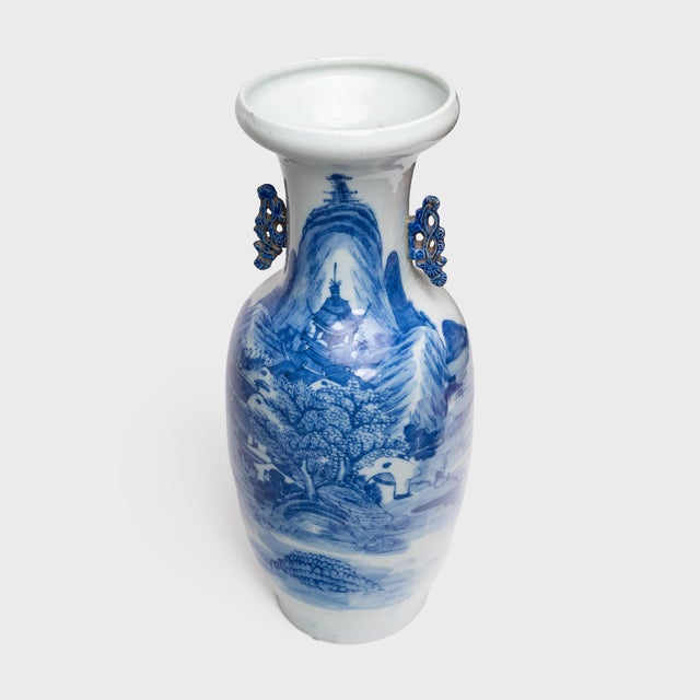 Chinese Blue & White Phoenix Tail Vase, C. 1850 For Sale - Image 4 of 5