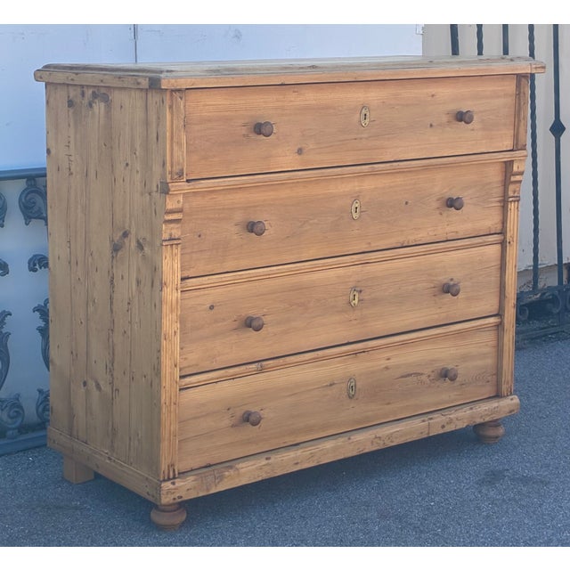 Pine Central European Chest of Four Drawers For Sale - Image 4 of 16