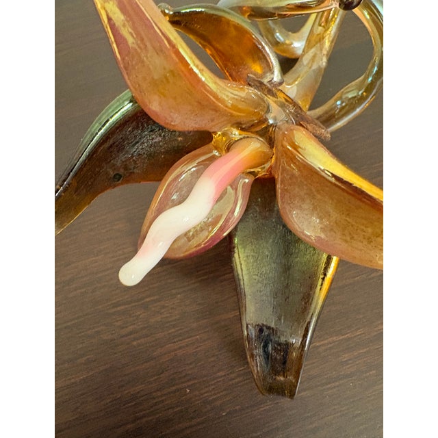 Murano Murano Hand Blown Fall Flower Sculpture For Sale - Image 4 of 6