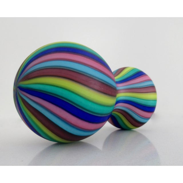 C.1970's K & B (Koscherak Bros.), Italian Hand-Blown Rainbow Colored Bulbous-Shaped Murano Accent/And or Paperweight For Sale In West Palm - Image 6 of 13