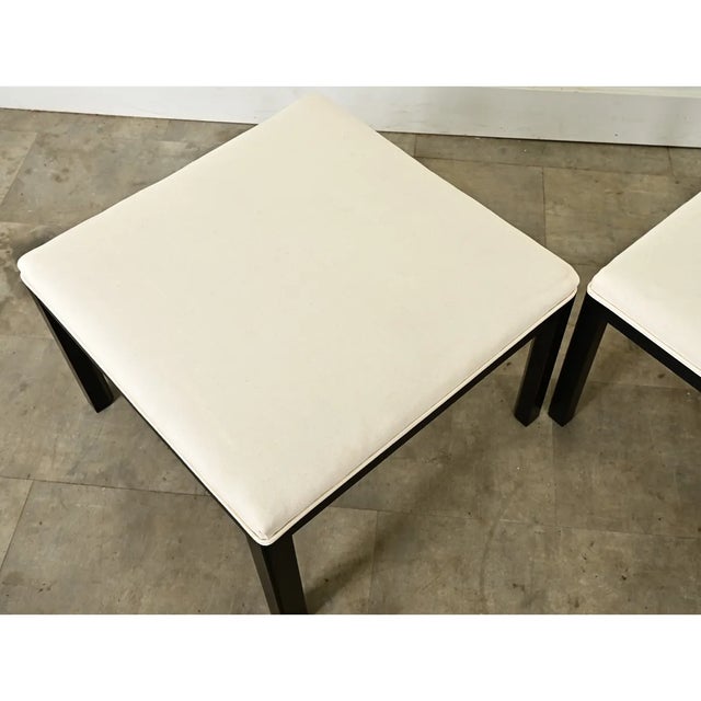 French Art Deco Ebonized & Upholstered Square Bench-Ottoman For Sale - Image 9 of 12